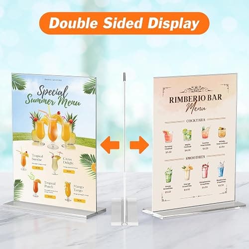 3 Pack Acrylic Sign Holder 8.5 x 11 Inches, Vertical Flyer Display Stand | Clear Menu Holder Stand, Table Paper Holder, Desk Brochure Holder, Plastic Sign Display Stand for Restaurants, Office, Store thumbnail 4