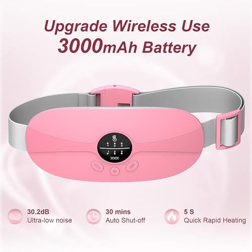 BAMCOO Portable Heating Pad for Cramps, Small Pink Heating Pad for Women | Travel Heating Pad with 5s Fast Heating, 3 Heat Levels and 3 Massage Modes thumbnail 5