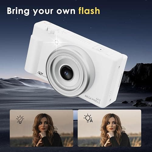 4K Digital Camera for Photography 64MP Vlogging Camera for YouTube Video 2.8'' 270° Flip Screen Travel Cameras 16X Zoom Cameras with 32GB Card, 2 Batteries thumbnail 4