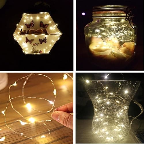 BXROIU Fairy Lights CR2032 Battery Operated,6.6Ft/2Meter 20 LEDs Micro Silver Wire String Lights for Bedroom Christmas Party Wedding Decoration (Warm White, 6 Pack) thumbnail 6