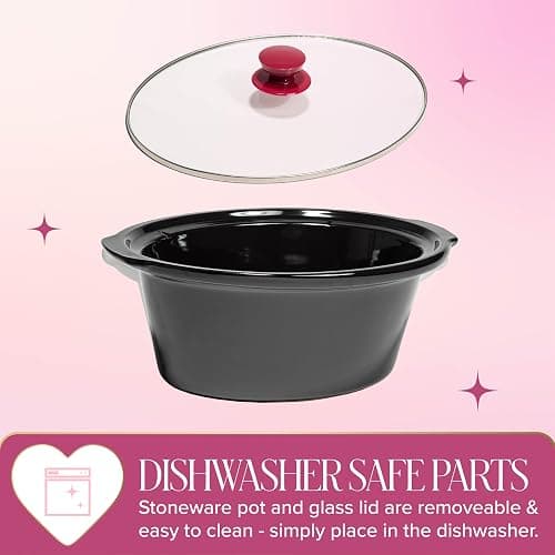 Paris Hilton 6-Quart Manual Slow Cooker, Features Three Settings (Low, High, Warm), Naturally Nonstick and Dishwasher Safe Stoneware Insert, Family Sized Capacity, Berry thumbnail 5