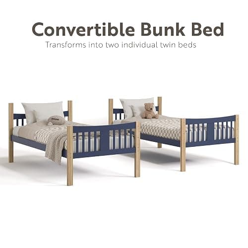 Storkcraft Caribou Twin-Over-Twin Bunk Bed (Midnight Blue with Natural) – GREENGUARD Gold Certified, Converts to 2 Individual beds - Midnight Blue/Natural thumbnail 5