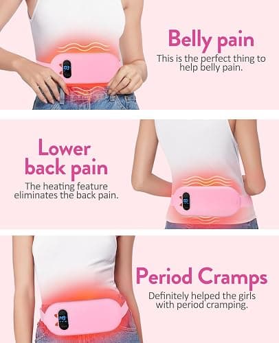 Portable Heating Pad for Period Cramps: Cordless Menstrual Heating Pad with 6 Heat Levels and 6 Massage Modes, 3s Fast Heating Gift for Women and Girl(Pink) thumbnail 4