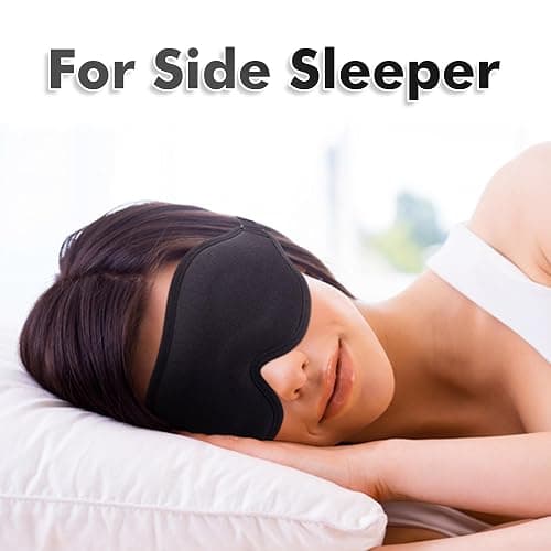 Sleep Eye Mask for Side Sleeper, Lash Extensions 3D Contoured Cup Sleeping Mask for Men Women, Travel Blackout Night Blindfold Eye Shade Cover with Adjustable Strap (Black-Side Sleeper) thumbnail 3