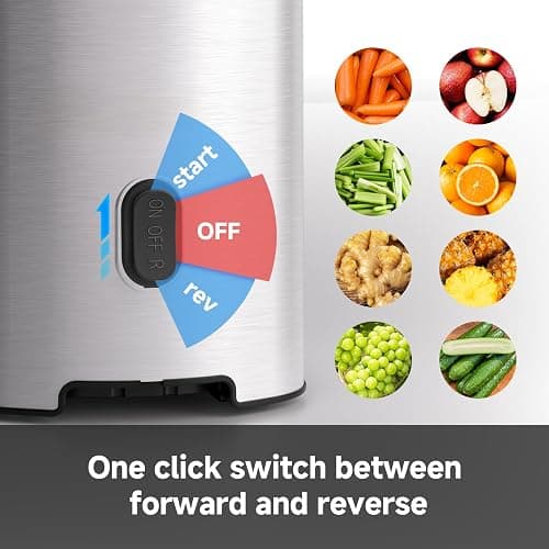 Cold press Juicer Machines with 5.2" Extra Self-Feeding for Whole Vegetable & Fruit, Juice Extractor with Large Auger & Triple Strainers, Easy to Clean, High Juice Yield, Stainless Steel Silver thumbnail 7