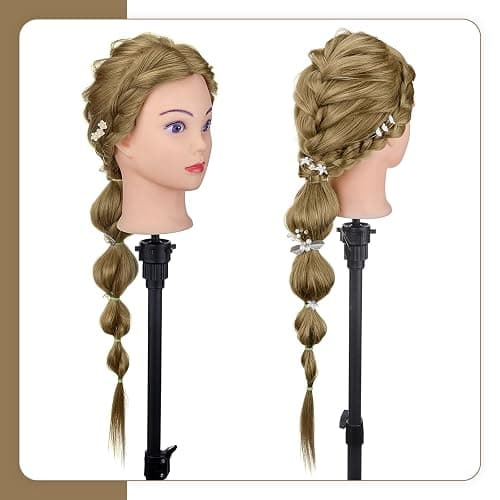 Neverland 26-28" Training Hairdressing Mannequin Head with Tripod, Blonde | For cosmetology students & stylists to practice braiding & styling. Includes mannequin head, tripod stand & tool kit. thumbnail 4
