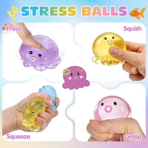 VISCOO 4 Pack Octopus Stress Balls for Adults Kids, Slow Rising Squishy for Anxiety Stress Relief, Cute Squeeze Ball for Party Favors/Taba Squishy for Classroom Prize Birthday thumbnail 4