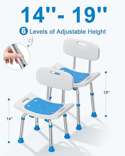 HOMLAND Shower Chair for Inside Shower with Removable Back, 400 lbs Heavy Duty Bath Seat for Bathtub, Safety Bath Stool for Seniors and Disabled, Aluminum Alloy Frame thumbnail 4