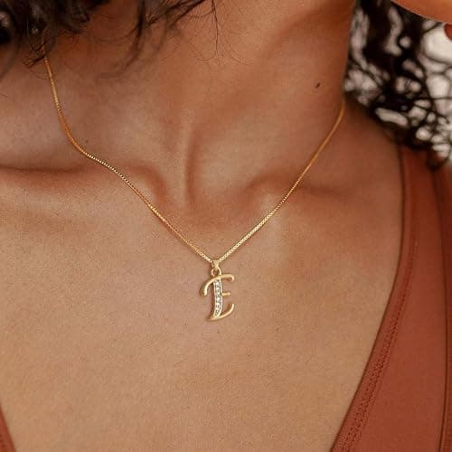 Fglqfam Initial Necklace for Women, 14K Gold Silver Plated Box Chain Letter Pendant, Trendy Name Necklace, Dainty Personalized Charm Jewelry Gift for Her thumbnail 4
