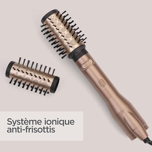 BaByliss Brosse soufflante rotative Big Hair Dual - Technologie ionique anti-frisottis, Brosse de 50 mm et 40 mm, 2 sens de rotation, 2 réglages de température + Bouton air froid, Noir, AS952E thumbnail 6