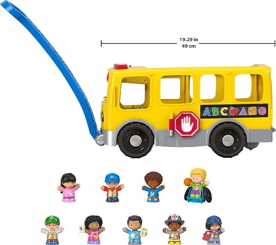Fisher-Price Little People Toddler Toy Big Yellow School Bus & Community Heroes Set, Musical Pull-Along Vehicle & Figures for Kids Ages 1+ Years (Amazon Exclusive) thumbnail 2