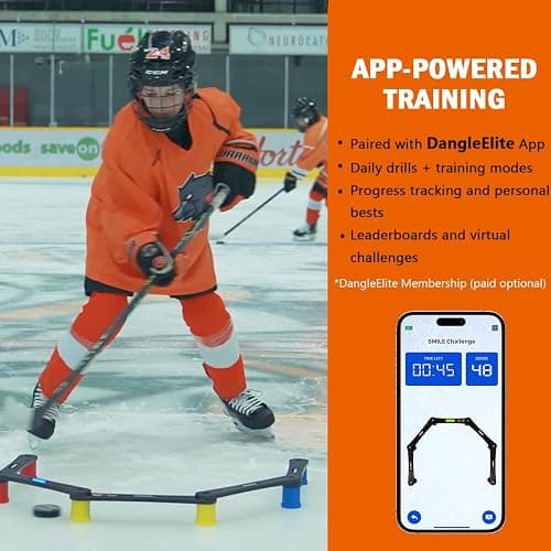 Potent Digital Stickhandling Trainer 2.0 with App-Enabled Training, Built-in Scoreboard & Countdown Timer - Practice Puck Control & Reaction Times, Portable On & Off Ice Hockey Training Aid thumbnail 2