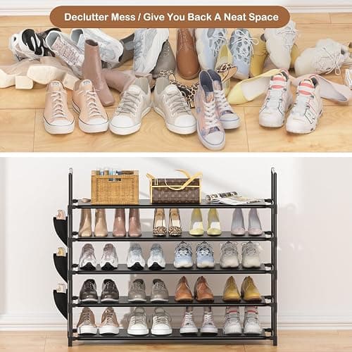 OYREL 5 Tier Shoe Organizer Rack for Closet, Entryway, Garage, Door, Space Saving, Shoe Holder Stand/Tower, Large, 20-25 Capacity thumbnail 6