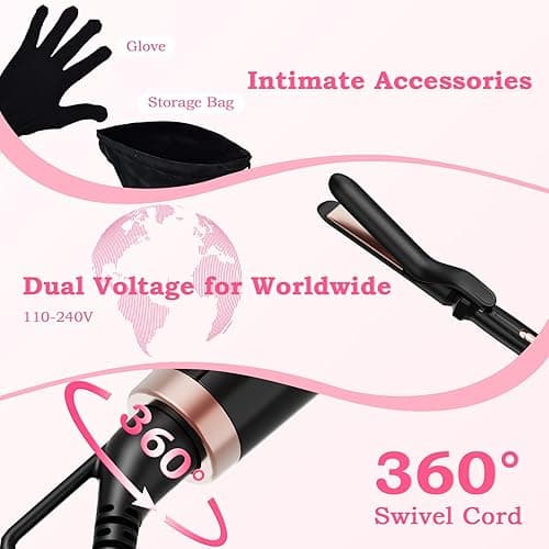 Ufree 5 in 1 Curling Iron with Interchangeable Ceramic Barrels (0.35"-1.25"), Curling Wand Set with Flat Iron Hair Straightener, Instant Heat Up, Dual Voltage Hair Curler, Gifts for Women thumbnail 6