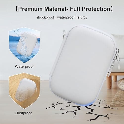 Elonbo Carrying Case for Liene 2x3” Photo Printer, Portable Mini Color Instant Print Digital Camera Hard Travel Bag, Smartphone Picture Printer Storage Holder, Mesh Pocket Fits Photo Paper Cable,White thumbnail 5