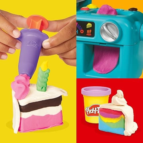 Play-Doh Super Slice Cake Playset, Toy Oven with Play Kitchen Accessories & 11 Modeling Compound Cans, Kids Arts & Crafts, Ages 3+ thumbnail 10