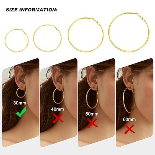 4 Pairs Silver Gold Hoop Earrings for Women | 14K Gold Plated Hoop Earrings Set Hypoallergenic Earring Lightweight Dangle Earrings Set thumbnail 2