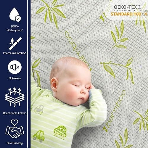 Bamboo Mattress Protector with Zipper - 100% Waterproof Full Size Cooling Mattress Cover - Ultra Soft Jacquard Fabric Breathable Noiseless Mattress Pad Cover - Zippered Mattress Encasement - Full - Bamboo thumbnail 3