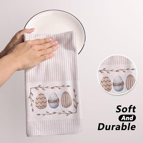Siilues Easter Kitchen Towels Set of 2, 18x26 Inch Dish Towels Home Decor Hand Towels Seasonal Spring Holiday Bunny Decorations for Home Drying Dishcloth (Colourful 02) thumbnail 6