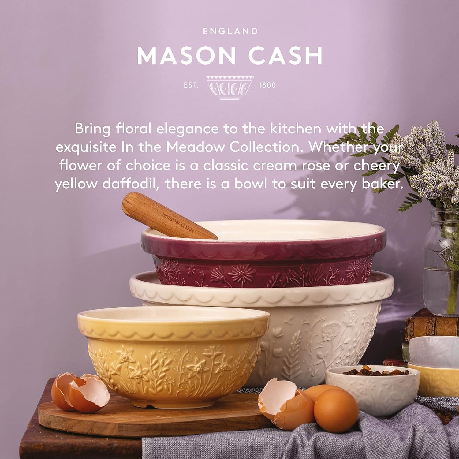 Mason Cash in The Meadow Lilac Tulip Mixing Bowl, 24 cm/2 Litre thumbnail 9