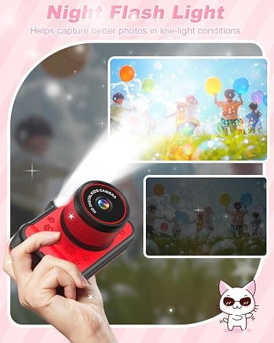 Uffylle Kids Camera, 1080P 48MP Front Selfie Toddler Camera, 3.5 inch Big Screen Toy Camera, 10X Zoom in Chritmas Birthday Gift Cameras for Kids Boys Girl Age 2 3 4 5 6 7 8 9 10 11 12, Red thumbnail 8