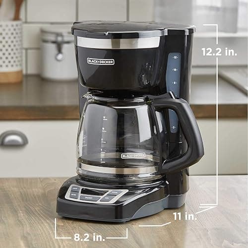 BLACK+DECKER 12-Cup Digital Coffee Maker, Programmable, Washable Basket Filter, Sneak-A-Cup, Auto Brew, Water Window, Keep Hot Plate, Black thumbnail 3