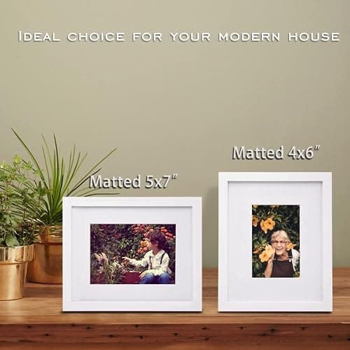Egofine 8x10 Picture Frames Set of 4, Made of Solid Wood Covered by Plexiglass 4x6 and 5x7 with Mat or 8x10 without Mat, for Table Top Display and Wall Mounting Photo Frame White thumbnail 8