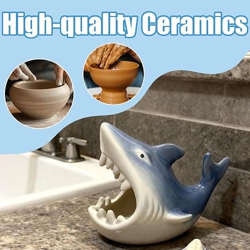 Shark Shaped Ceramic Bowl, Cute Ocean-Themed Storage Container, Versatile Organizer for Jewelry, Candy, Snacks thumbnail 4