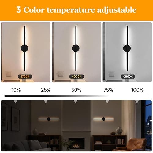 38°GARDEN Black Battery Operated Wall Sconces Set of 2 360° Rotate Dimmable LED Wall Lamps 19.6 Inch Wireless Rechargeable Wall Lights with Remote Control thumbnail 4
