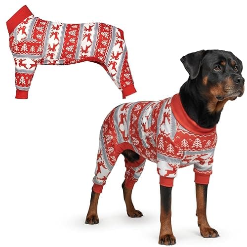 Spark Paws Dog Christmas Pajama, Dog Recovery Suit Male, Onesie, Ultra-Soft and 4-Way Stretch, for Small Medium and Large Breeds - Winter Wonderland - 4XL - Image 1
