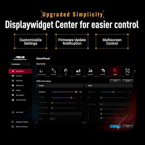 ASUS TUF Gaming Series 5 23.8” 1080P Monitor (VG249QML5A) - Fast-IPS, 240Hz, 0.3ms, G-SYNC Compatible, FreeSync Premium, 99% sRGB, Height Adjustable, DisplayWidget, Gaming AI, 3 yr Warranty thumbnail 6