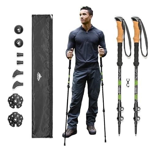 Cascade Mountain Tech Lightweight Aircraft-Grade Aluminum Trekking Poles with Extended Down Grip Plus Tip Kit - Image 1