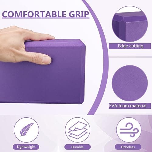 10 Pcs Yoga Blocks Eva Foam Blocks Supportive Yoga Brick Soft Non Slip Gymnastic Blocks Lightweight Dance Blocks for Stretching Accessories for Women, Pilates, Meditation (Purple) thumbnail 5