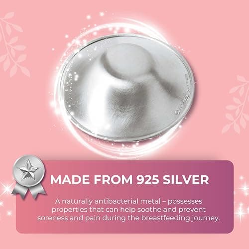 Silverette® The Original Silver Nursing Cups, Nipple Covers for Breastfeeding Essentials, Pure 925 Silver Nipple Shields thumbnail 4
