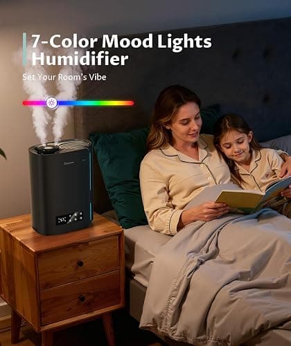 BREEZOME 6L Humidifiers for Bedroom Large Room & Essential Oil Diffuser, Ultrasonic Top Fill Cool Mist Humidifiers for Baby, Plants, Nursery Last up to 60 Hours, Smart Humidistat Control, Quiet, Black thumbnail 10
