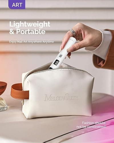 MelodySusie Handheld UV Light for Gel Nails P-ART01R with Stand, Hands-Free | Mini Portable Cordless Nail Lamp with LCD Display, Eye-Protective Cover, Flash Curing Glue, 450mAh Battery thumbnail 5