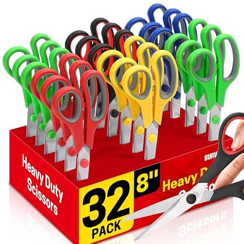 Scissors Bulk Set of 32-Pack, 8" All Purpose Multipurpose Sharp Sewing Craft Fabric Scissors for Office Home High/Middle School Student Office Teacher Art Supplies, Right/Left Handed - Image 1