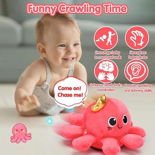 Baby Crawling & Walking Toys 6-12 Months Musical Octopus Plush Light up Stuffed Animal Dancing 1 Year Old Girl Gifts Music Sensory Walking Toy 0-6 7 8 9 Months Learning Newborn Baby Girl Birthday Gift thumbnail 2