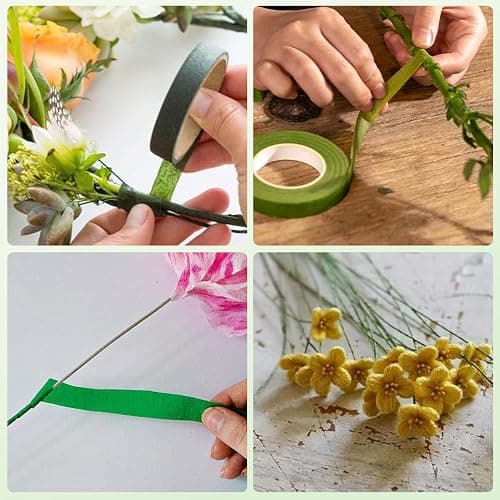 ZIIYAN Floral Arrangement Kit, Green Floral Tape Floral Stem Wire Floral Wire Boutonniere Flower pin and Wire Cutter Tools Kit for Bouquet Stem Wrap Florist, Wreath Making Supplies thumbnail 6