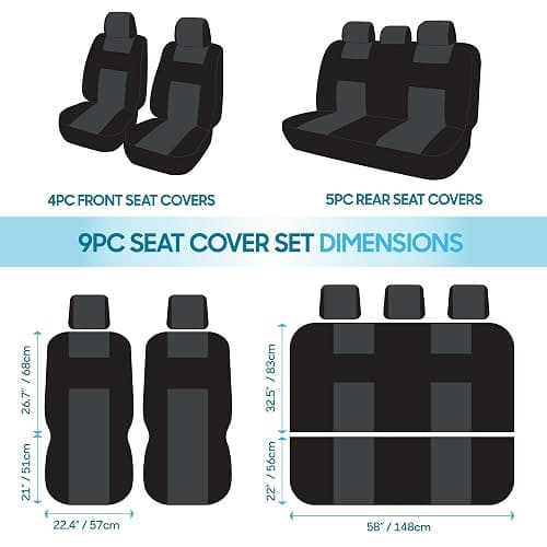 BDK PolyPro Car Seat Covers Full Set in Solid Black, Front and Rear Split Bench Seat Covers for Cars, Easy to Install Car Seats Cover Set and Accessories for Auto Trucks Van SUV - Solid Black thumbnail 10