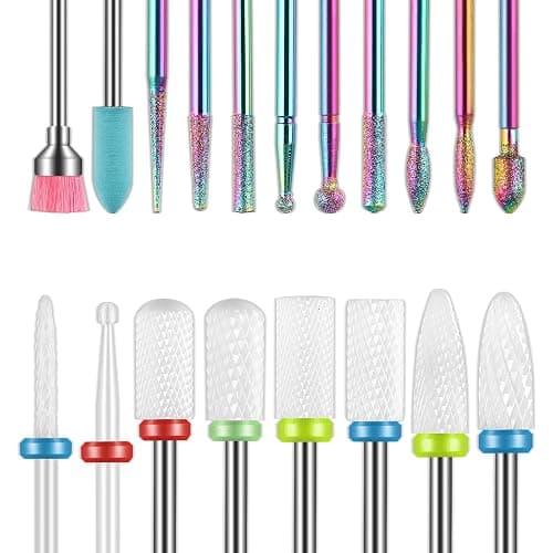 19pcs Nagelfräser Bit, 3/32 Inch Diamond Cuticle Keramik Bits Für Nagelfräser and Ceramic Acrylic Gel Nagelfräser Bits, Acrylic Nail Drill Bit, Carbide Cuticle Fräser Bit Für Gelnägel - Image 1