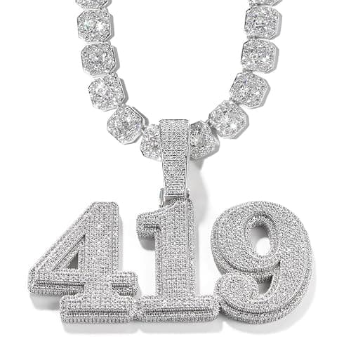 3UMeter Diamond Chain Iced Out Letter Necklace Custom Name Chain Name Plate Necklaces with Rope Chain Custom Name Necklace Hip Hop Pendant for Men Women - Image 1