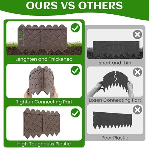 30-Pack Weaving Flower Bed Garden Edging Borders (30 FT) - No Dig Border Edgings with 8.5” Anchor Stakes & Interlocking Design-Thickened Borders for Lawns, Flower Beds & Landscaping thumbnail 8