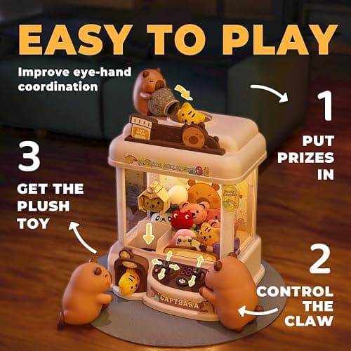 Claw Machine for Kids, Capybara Mini Machine for Age 3+, Toy Claw Machines with Plush and Squishy Prizes for Girls, Candy Grabber Dispenser Toy for Boys, Birthday Gifts for Kids Age 3 4 5 6 7 8 thumbnail 4