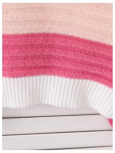 SweatyRocks Girl's Colorful Striped Sweater Collared Colorblock Long Sleeve Loose Pullover Top thumbnail 6