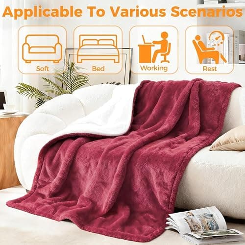 Heated Blanket Electric Throw, 50" x 60" Heating Blanket with 5 Levels & 10 Hours Auto Off, Extremely Soft Flannel Warm Blanket Gifts Over-Heat Protection, ETL Certified Machine Washable thumbnail 5
