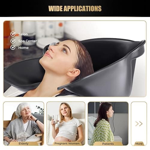 Portable Shampoo Bowl with Electric Pump and 2 Buckets, Hair Washing Station for Home & Barber Use, Mobile Hair Washing Sink, Height Adjustable, Black thumbnail 8