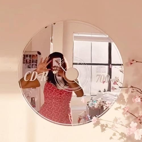 CD Mirror - Cute Music Decor 90s 2000s CD Disk Mirror Wall Decor - Unique Music Room Decor - Silver Acrylic Mirror in Nostalgic 90s Baby Vinyl Retro Decor, Gift for Girlfriend - Large 13x13 Inch thumbnail 3