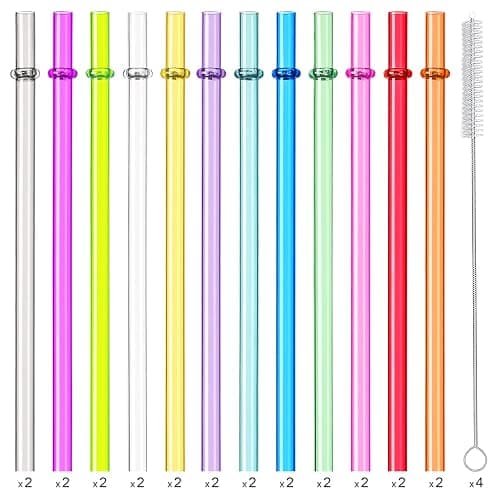 24 PCS, Reusable Straws with 4 Brushes, 10.5" Long Tritan Hard Plastic Straws, 12 Colors Translucent Replacement Drinking for 16OZ-32 OZ Tumblers, Cups, Jars, Stanley, YETI, Starbucks, BPA Free thumbnail 3
