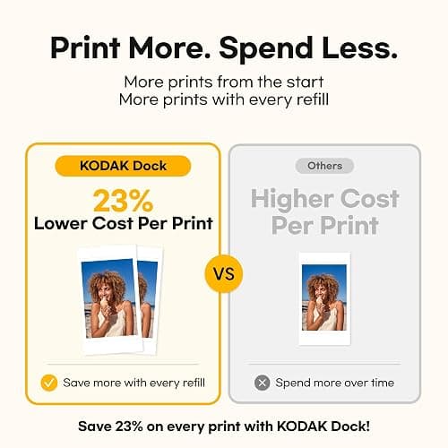 KODAK Dock Plus 4x6 Photo Printer, Smartphone Docking, 4PASS, 50 Sheets | Bluetooth, iPhone & Android Smartphone Compatible, Charge While Printing, Water, Fingerprint and Fade Resistant thumbnail 4